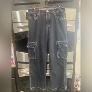 Telepatia wide-leg cargo jeans with contrasting stitching